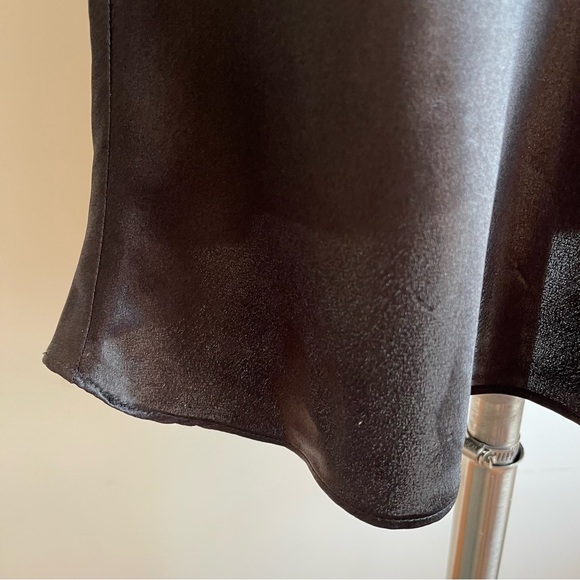 Vintage Oscar de la Renta Pink Label Black Satin Lace Slip Chemise Dress Large - Picture 4 of 6